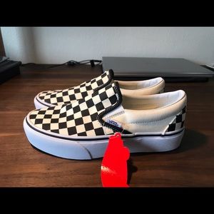 Vans black/white checker slip ons size 5.5
